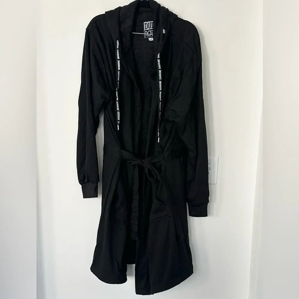 DudeRobe Black Hooded Men’s Robe L/XL